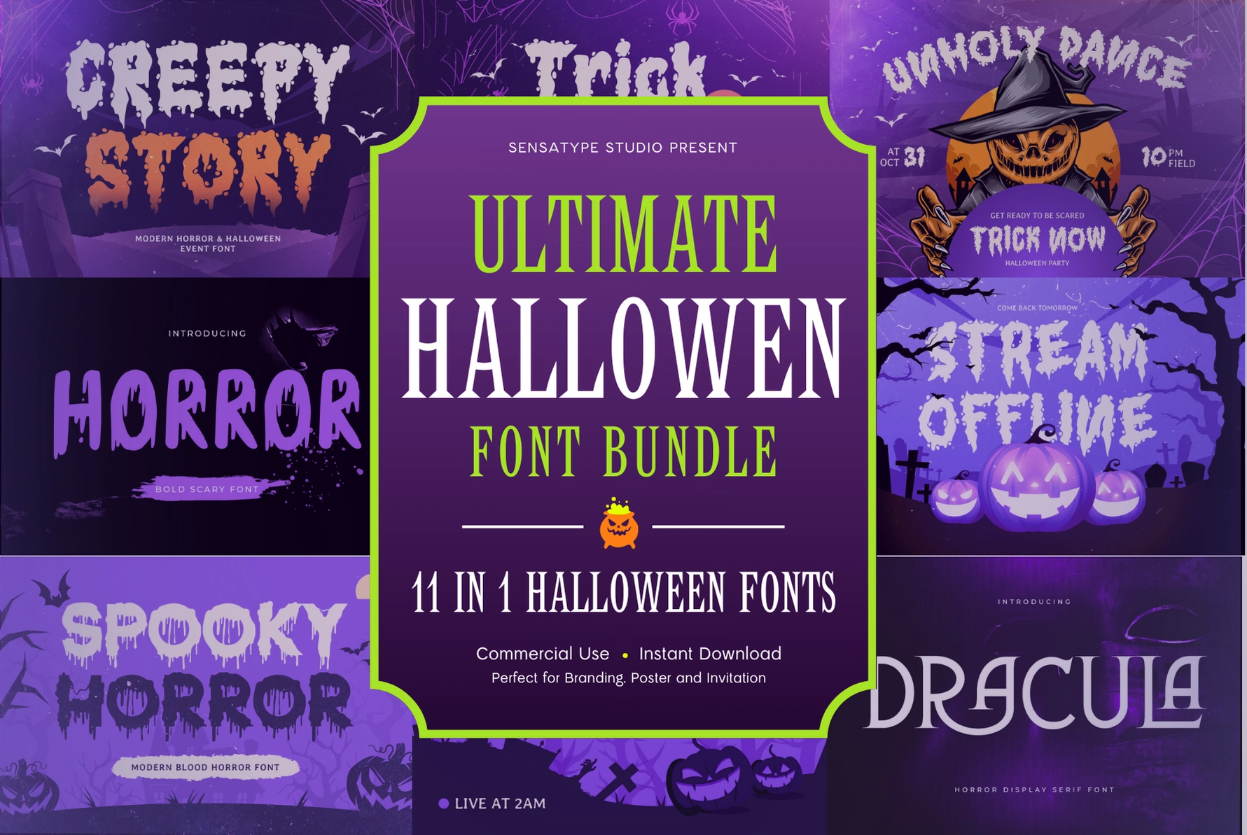 11 in 1 Ultimate Halloween Font Bundle.webp